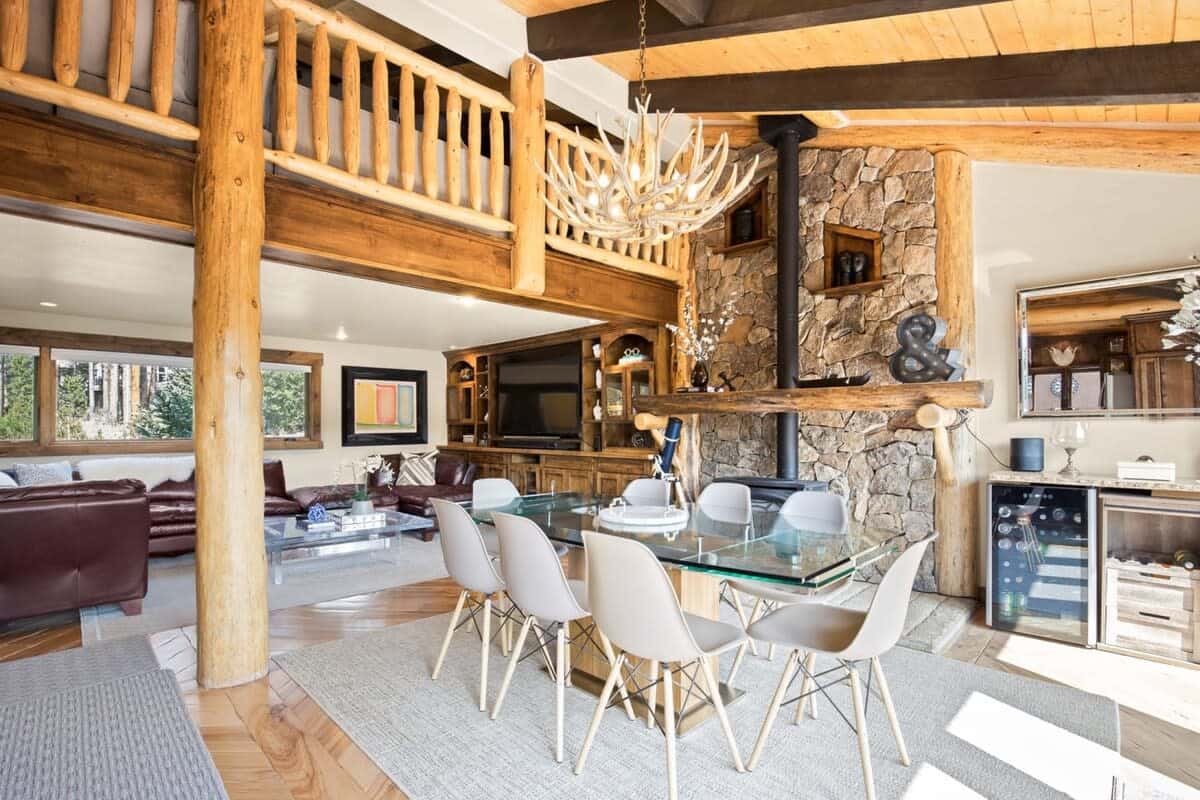 View of the family room and dining area