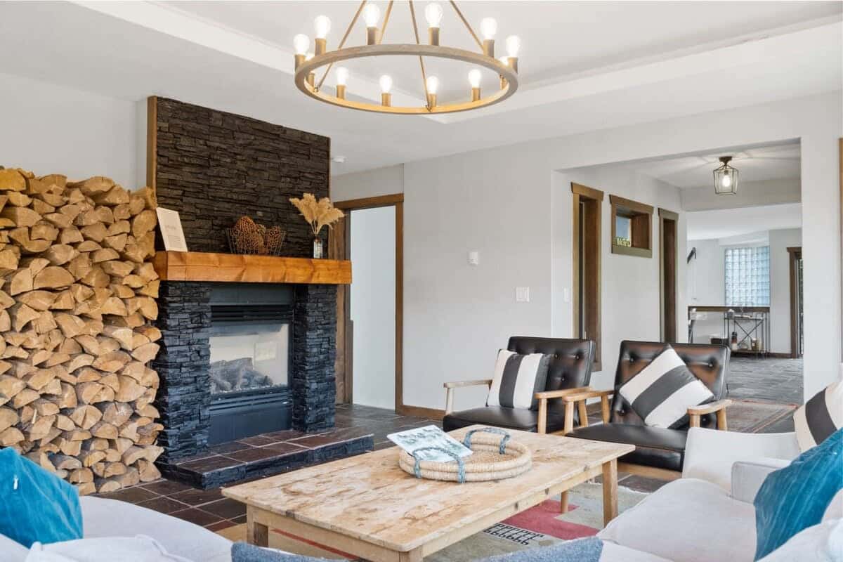 Warm up on chilly winter nights next to the lovely stone hearth fireplace located in the living room.