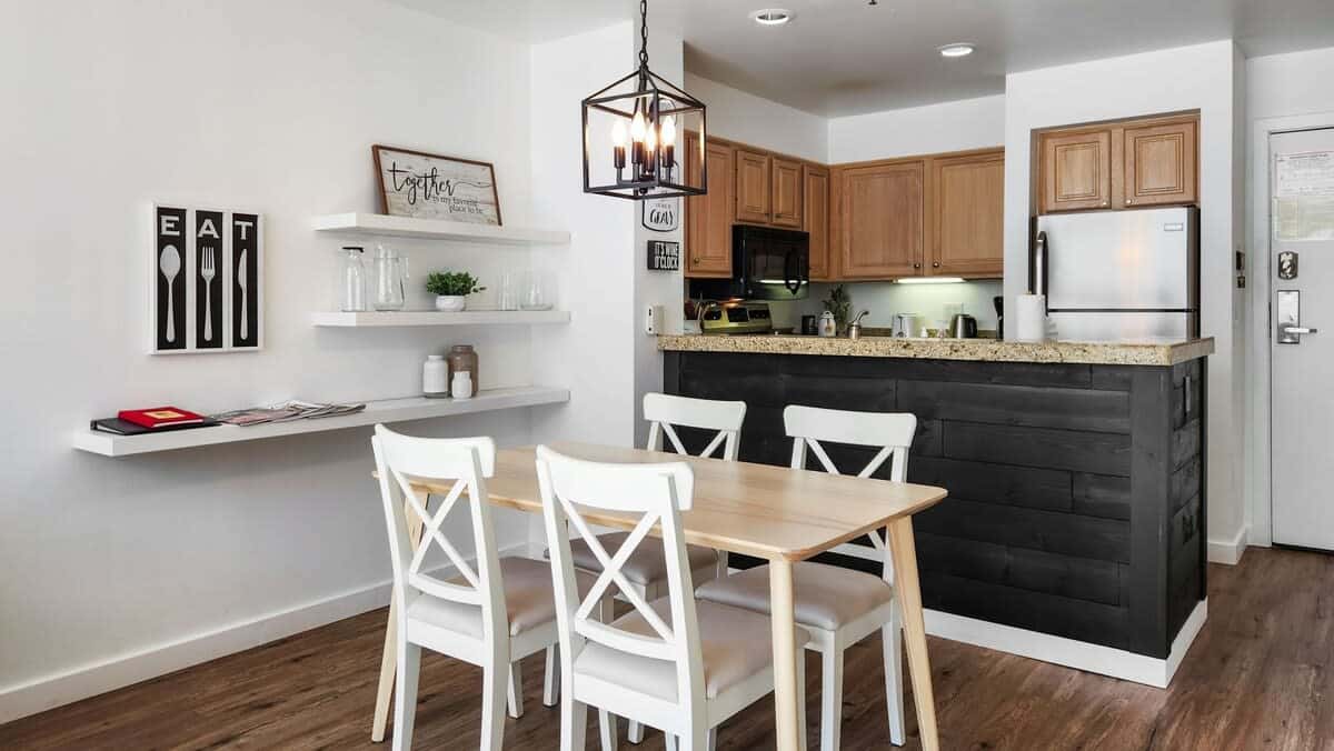 A fully-equipped kitchen and a lovely dining area provide all you need to prepare and enjoy meals at home during your stay.