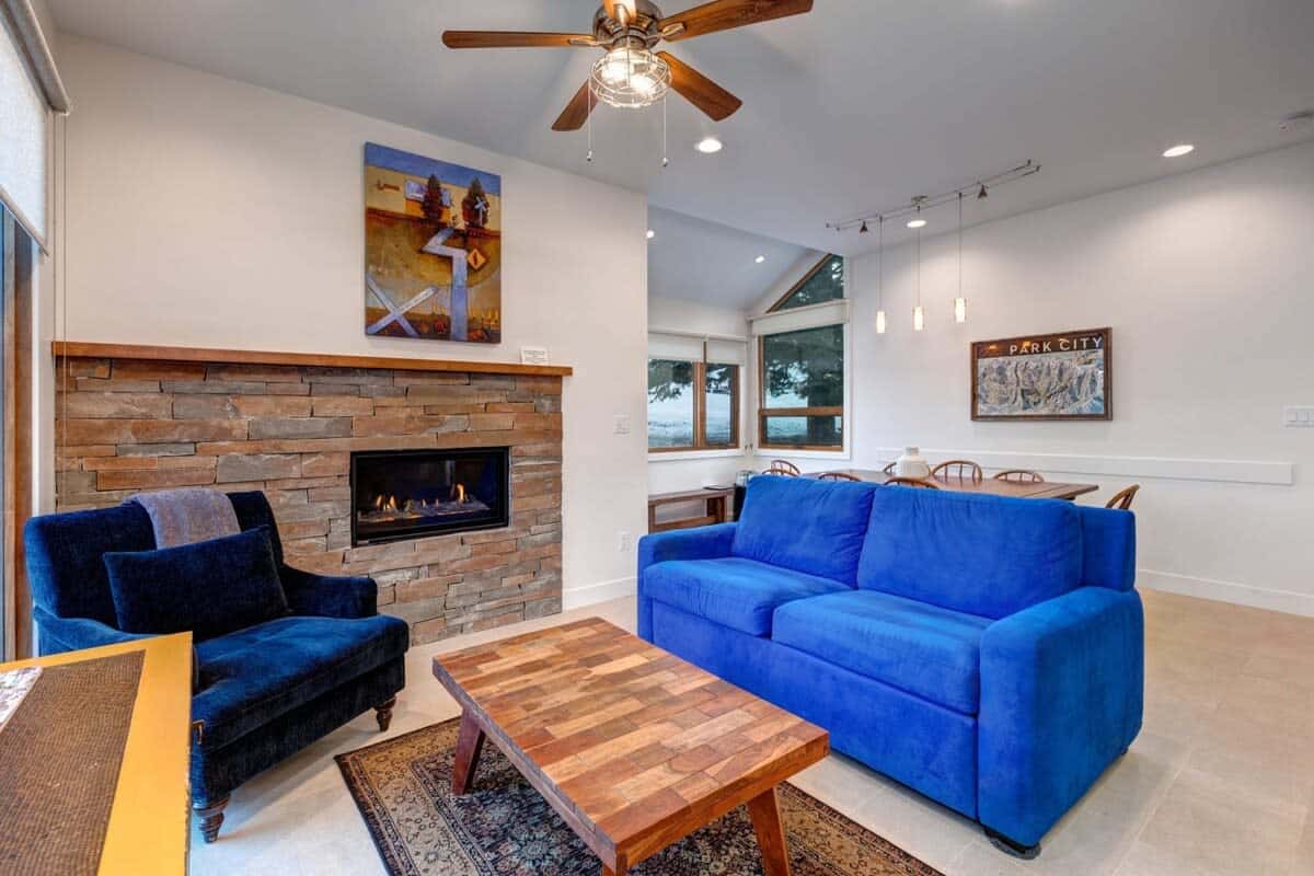 View of the family room and dining area