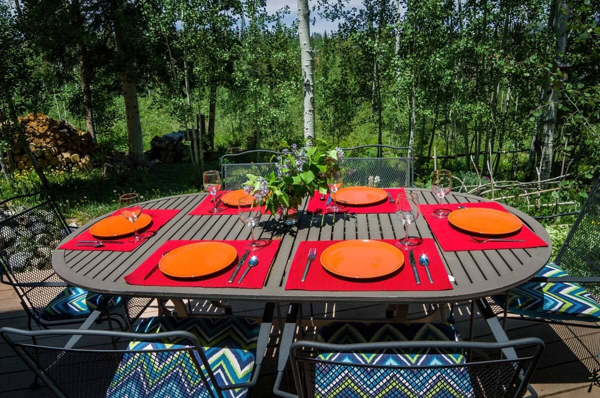 Find yourself immersed in greenery while lounging and enjoying spring weather out on the back deck.